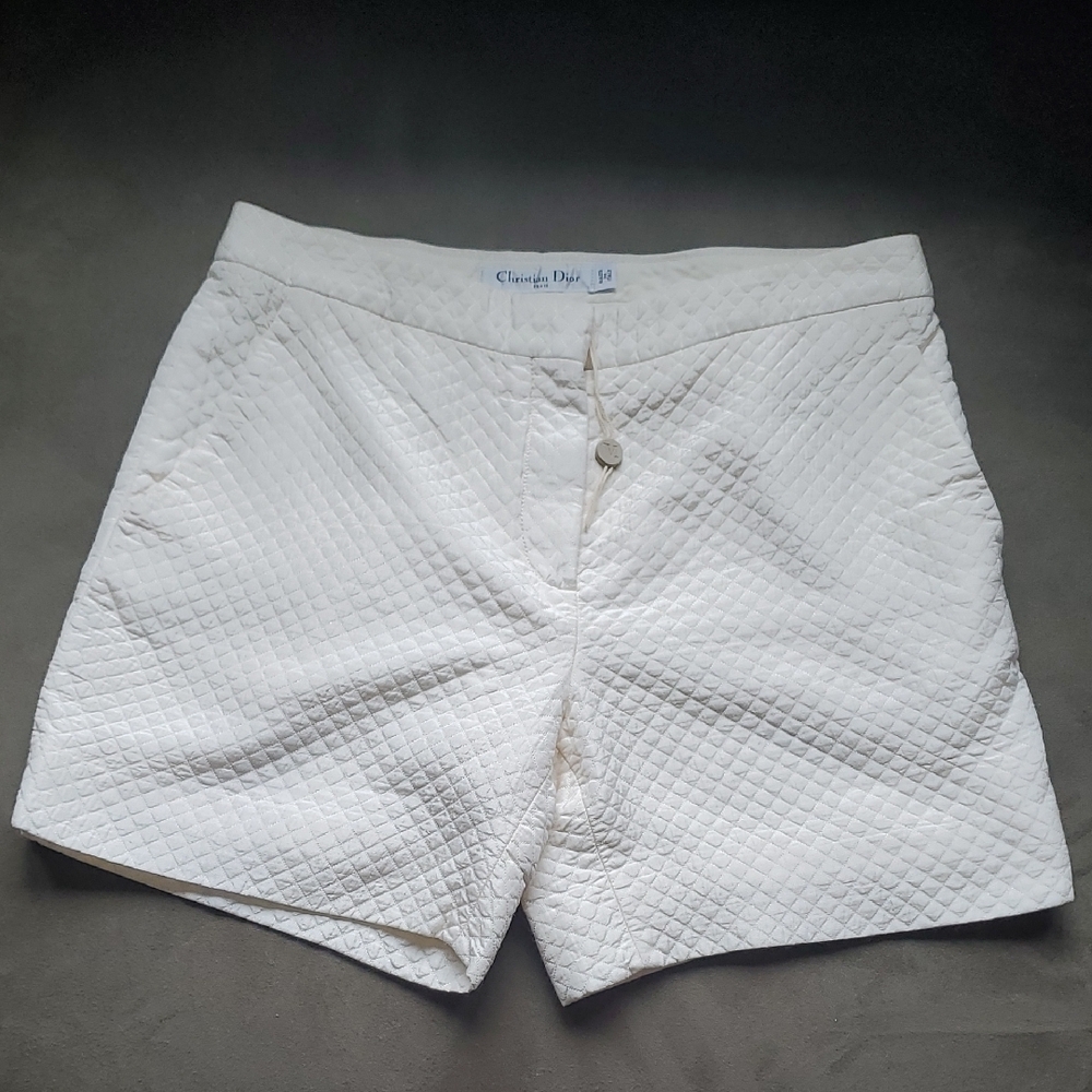 Dior White Quilted Shorts